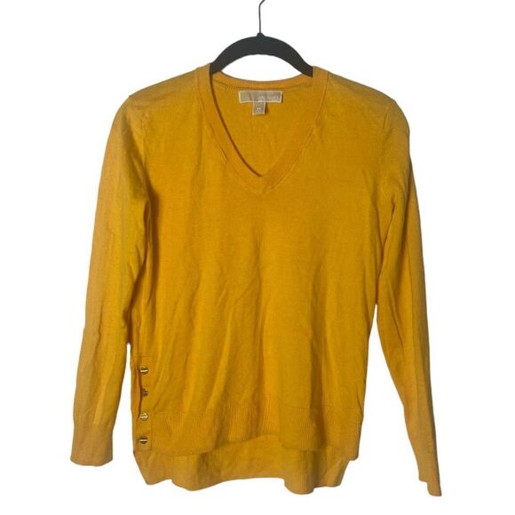 Michael Michael Kors SZ XS yellow v-neck sweater - Picture 1 of 5